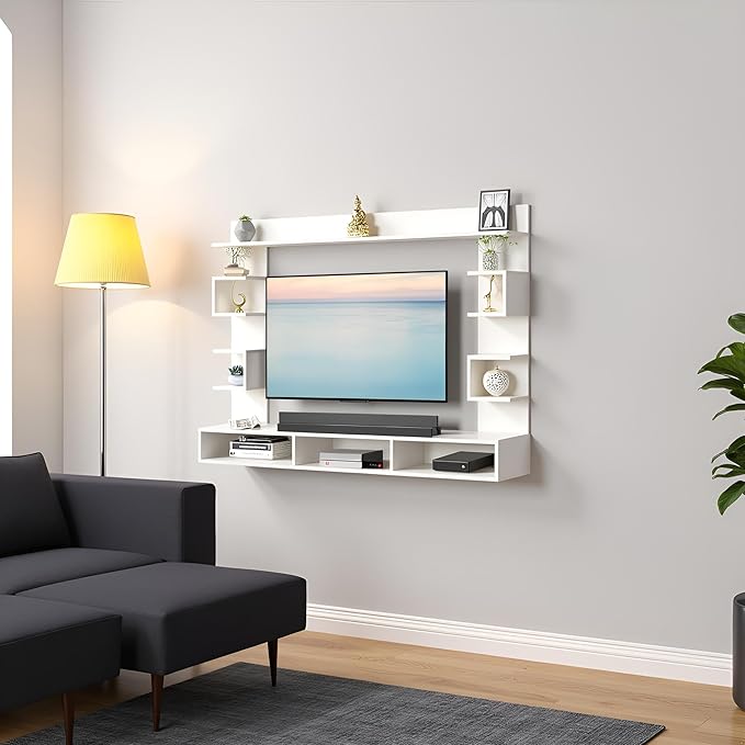 FURNEASER. Steven Engineered Wood Wall Mount TV Unit/Set Top Box Stand with Display Shelves/Modern Tv Rack/Cabinet/Showcase for 43 inch TV (H)