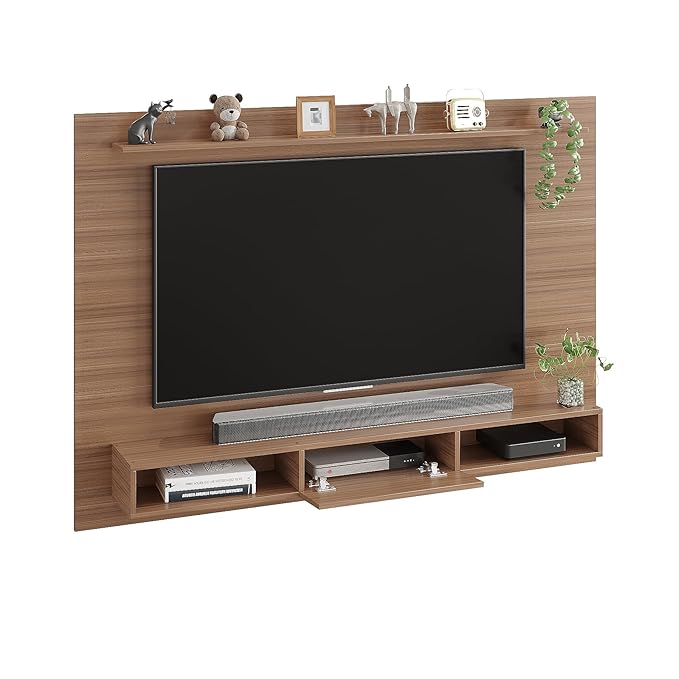 Wall TV Cabinet with Décor & Media Storage (Arsy- Exotic Teak)