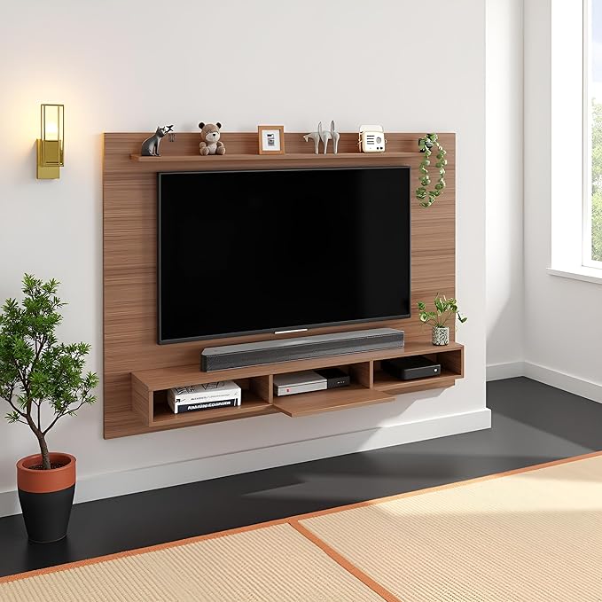 Wall TV Cabinet with Décor & Media Storage (Arsy- Exotic Teak)