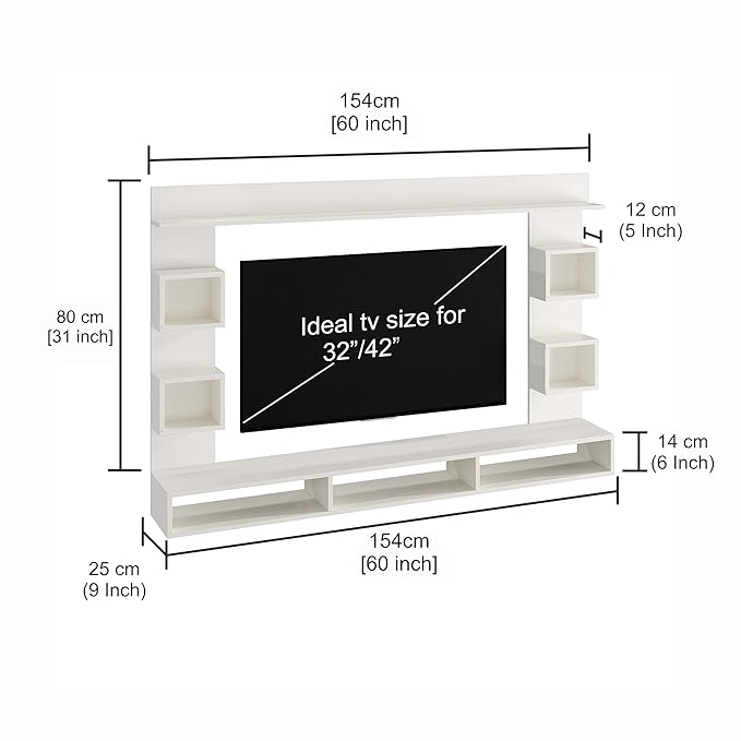 FURNEASER Martin Engineered Wood Wall Mount TV Unit/Set Top Box Stand with Display Shelves/Modern Tv Rack/Cabinet/Showcase for 43 inch TV (Wenge & White)