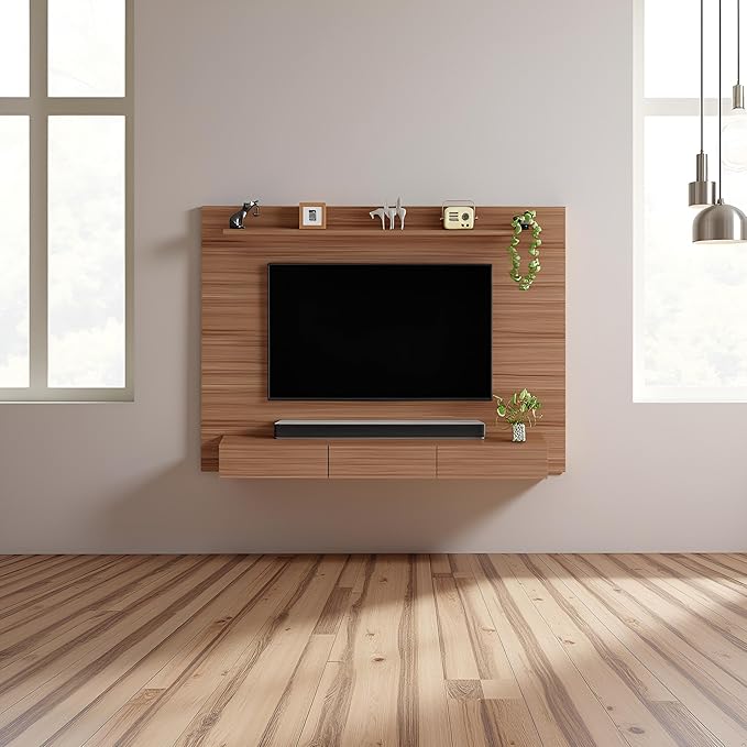 FURNEASER Kashvi Engineering Wood Floor Standing TV Entertainment Unit Set Top Box Stand/TV Cabinet with Shelves for Books & Décor Display Unit, Upto 55 Inches (White) (Copy)