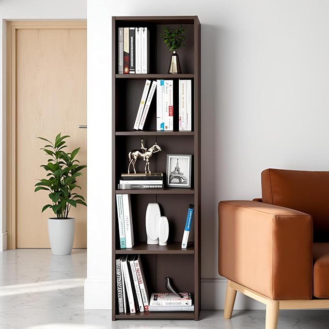 Compact Space-Saving Bookcase – 130 x 40 x 23 cm (Wenge)