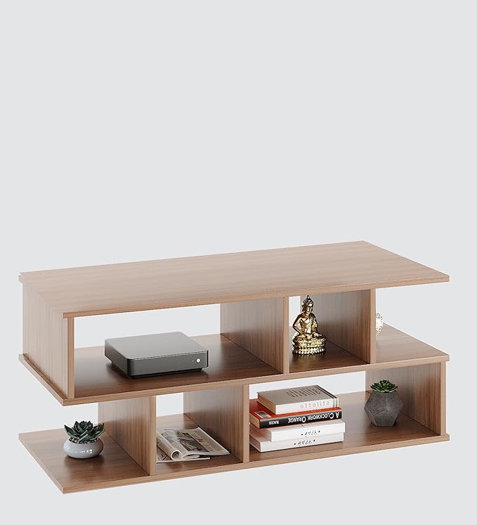 FURNEASER Casco Engineering Wood Floor TV Cabinet/Entertainment Unit/Set Top Box Stand/TV Table with Storage Rack, for 43 Inch TV (Exotic Teak)