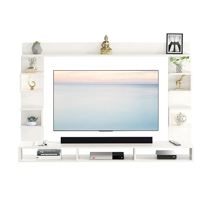 FURNEASER Steven Engineered Wood Wall Mount TV Unit/TV Stand/TV Cabinet/TV Entertainment Unit/Set Top Box Stand (Ideal for 55 Inch) (White)