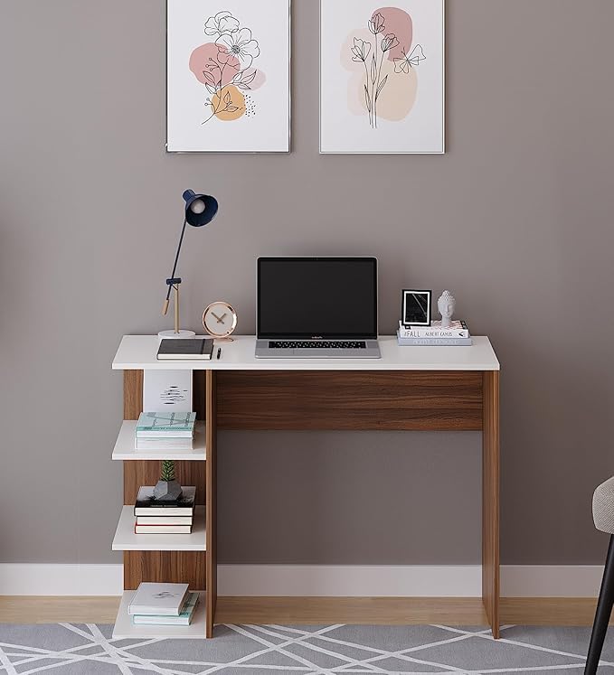 Workstation for Students & Adults, Exotic Teak + White