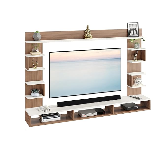 FURNEASER Steven Engineered Wood Wall Mount TV Unit/Set Top Box Stand with Display Shelves/Modern Tv Rack/Cabinet/Showcase for 43 inch TV (LH