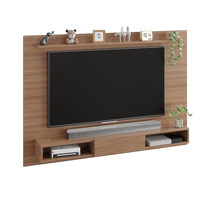 Wall TV Cabinet with Décor & Media Storage (Arsy- Exotic Teak)