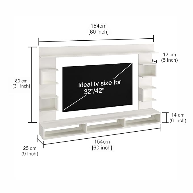 FURNEASER Steven Engineered Wood Wall Mount TV Unit/TV Stand/TV Cabinet/TV Entertainment Unit/Set Top Box Stand (Ideal for 55 Inch) (White)