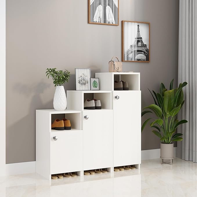 FURNEASER Sinala Modern Shoe Storage Cabinet with 8 Shelves, Wooden Organiser Stand, 18-20 Pairs Capacity (Wenge & White) (Copy)