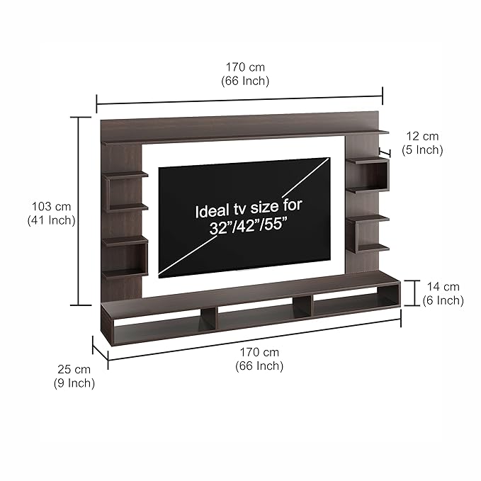 FURNEASER Steven Engineered Wood Wall Mount TV Unit/TV Stand/TV Cabinet/TV Entertainment Unit/Set Top Box Stand (Ideal for 55 Inch) (Wenge) (Copy)