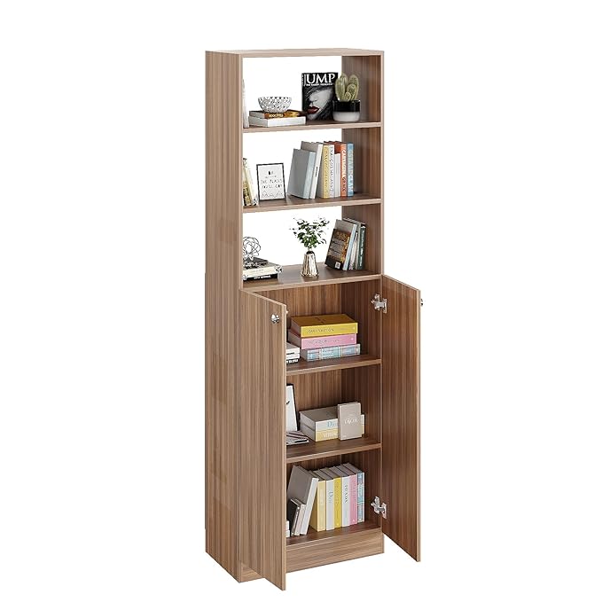 Freestanding Bookcase for Living Room, Office, Bedroom – Exotic Teak Finish