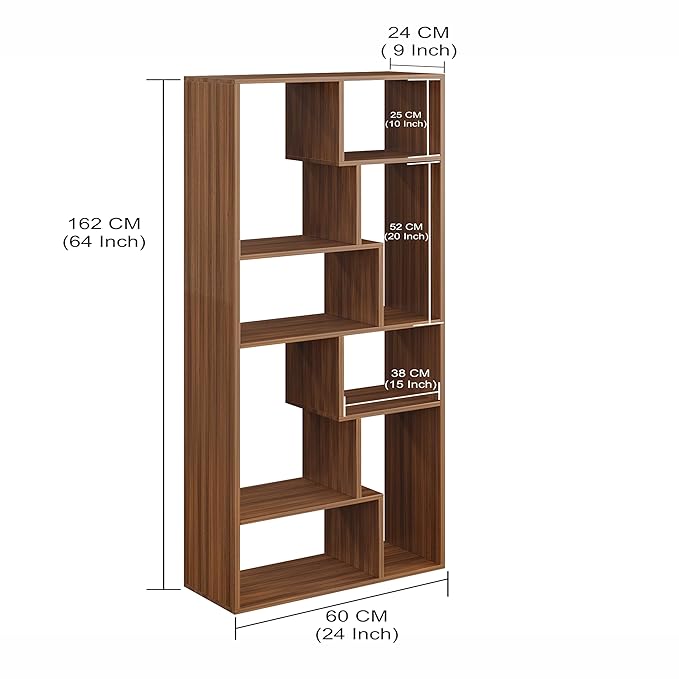FURNEASER Krimson Bookshelf for Books, Multipurpose Bookcase Stand Rack for Home, Wooden Modern Book Display Shelf, File Storage Cabinet for Home, Study Room & Office (Exotic Teak Finish)