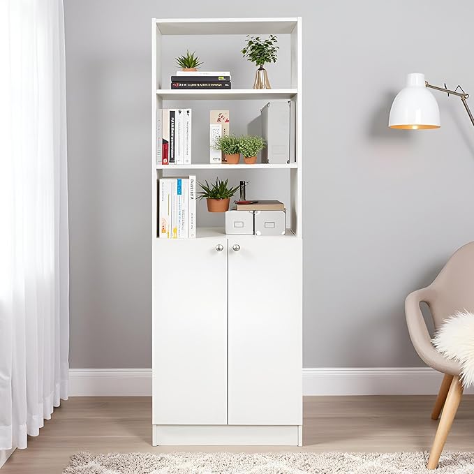 Freestanding Bookcase for Living Room, Office, Bedroom – Frosty White Finish