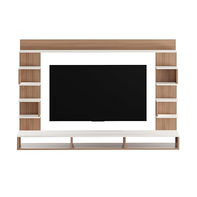 FURNEASER Steven Engineered Wood Wall Mount TV Unit/TV Stand/TV Cabinet/TV Entertainment Unit/Set Top Box Stand (Ideal for 55 Inch) (Exotic Teak & White)