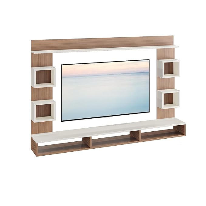 FURNEASER Martin Engineered Wood Wall Mount TV Unit/Set Top Box Stand with Display Shelves/Modern Tv Rack/Cabinet/Showcase for 43 inch TV (Exotic Teak & White)