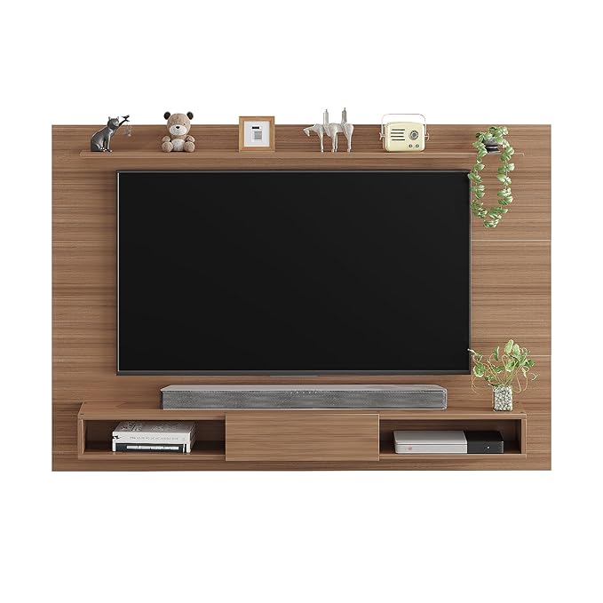 Wall TV Cabinet with Décor & Media Storage (Arsy- Exotic Teak)