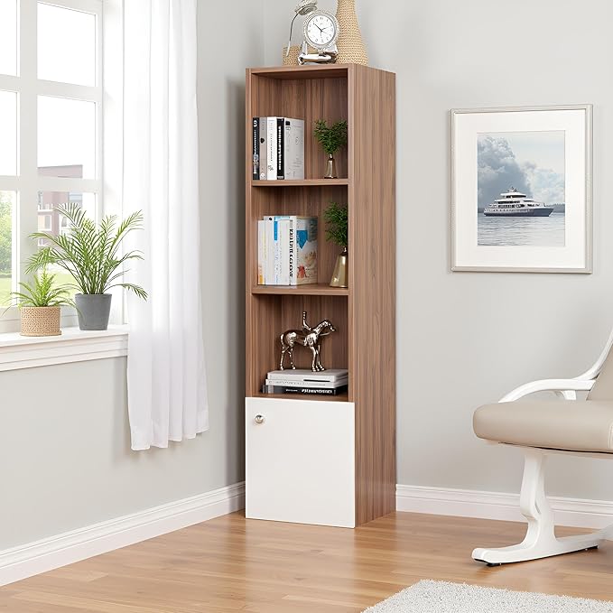 Multipurpose Display Shelf for Living Room, Office & Study – Exotic Teak & White Finish