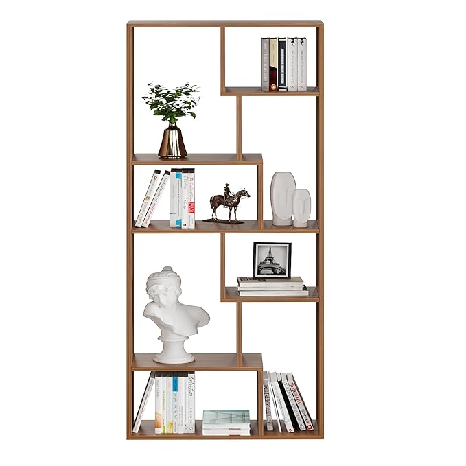FURNEASER Krimson Bookshelf for Books, Multipurpose Bookcase Stand Rack for Home, Wooden Modern Book Display Shelf, File Storage Cabinet for Home, Study Room & Office (Exotic Teak Finish)
