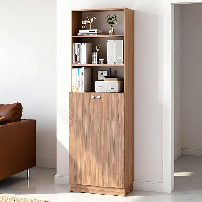 Freestanding Bookcase for Living Room, Office, Bedroom – Exotic Teak Finish