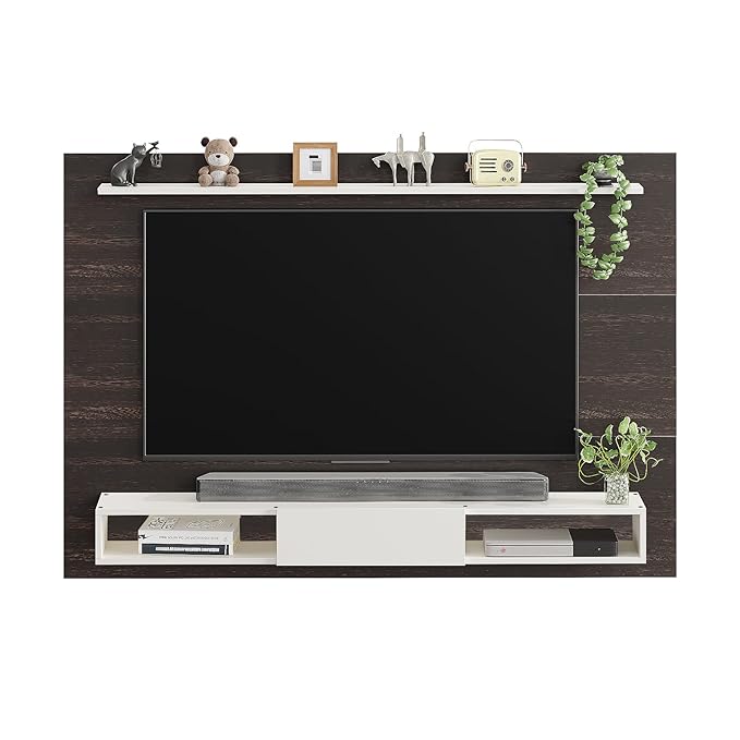 Wall TV Cabinet with Décor & Media Storage (Arsy- Wenge & White)
