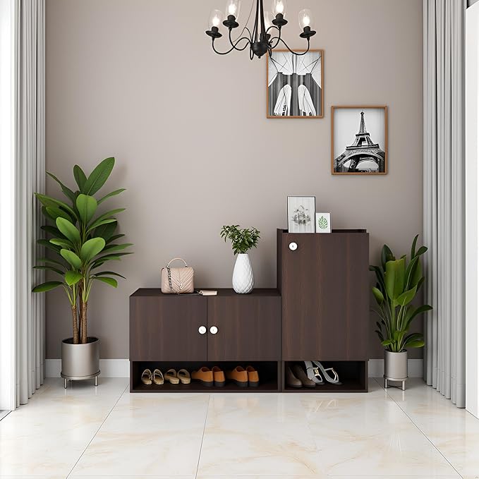 FURNEASER Sinala Modern Shoe Storage Cabinet with 8 Shelves, Wooden Organiser Stand, 18-20 Pairs Capacity (Wenge) (Copy)