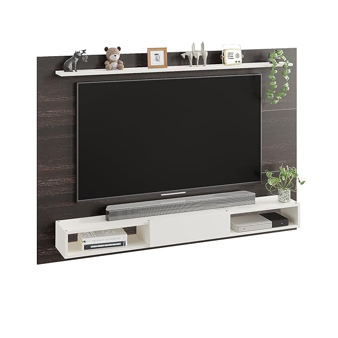 Wall TV Cabinet with Décor & Media Storage (Arsy- Wenge & White)