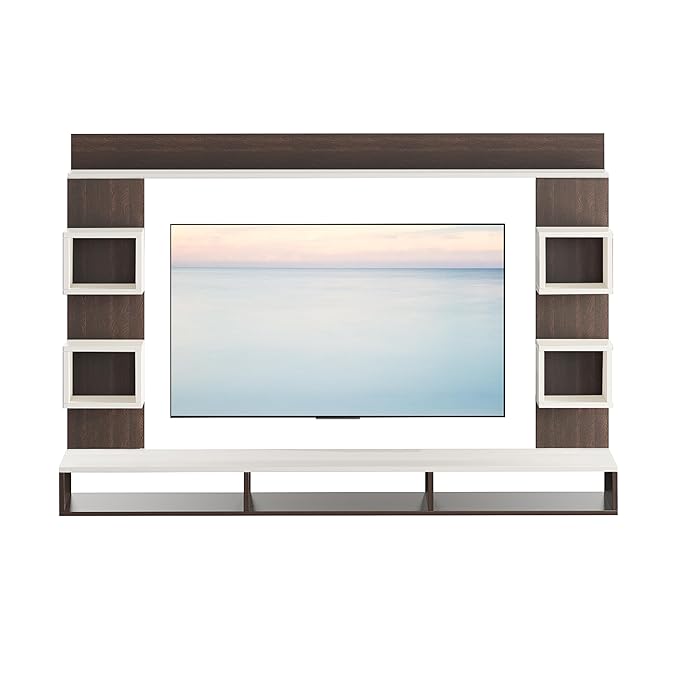 FURNEASER Martin Engineered Wood Wall Mount TV Unit/Set Top Box Stand with Display Shelves/Modern Tv Rack/Cabinet/Showcase for 43 inch TV (Wenge & White)