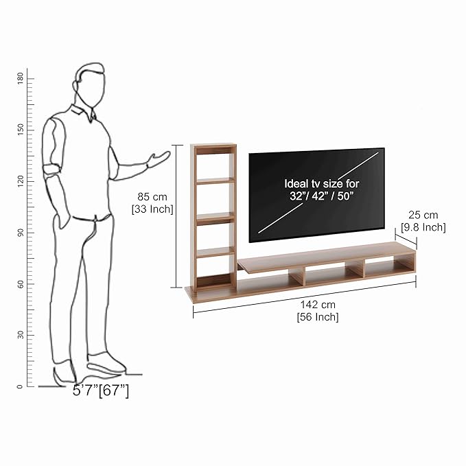 FURNEASER Martin Engineered Wood Wall Mount TV Unit/Set Top Box Stand with Display Shelves/Modern Tv Rack/Cabinet/Showcase for 43 inch TV (Wenge & White)