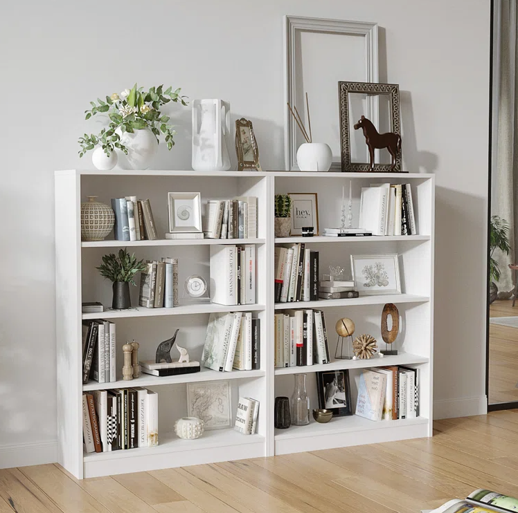 Verto Wooden Book Shelf for Books, Book Shelf Rack for Home Library, Corner Shelf for Living Room, Study Room & Office Furniture (White)