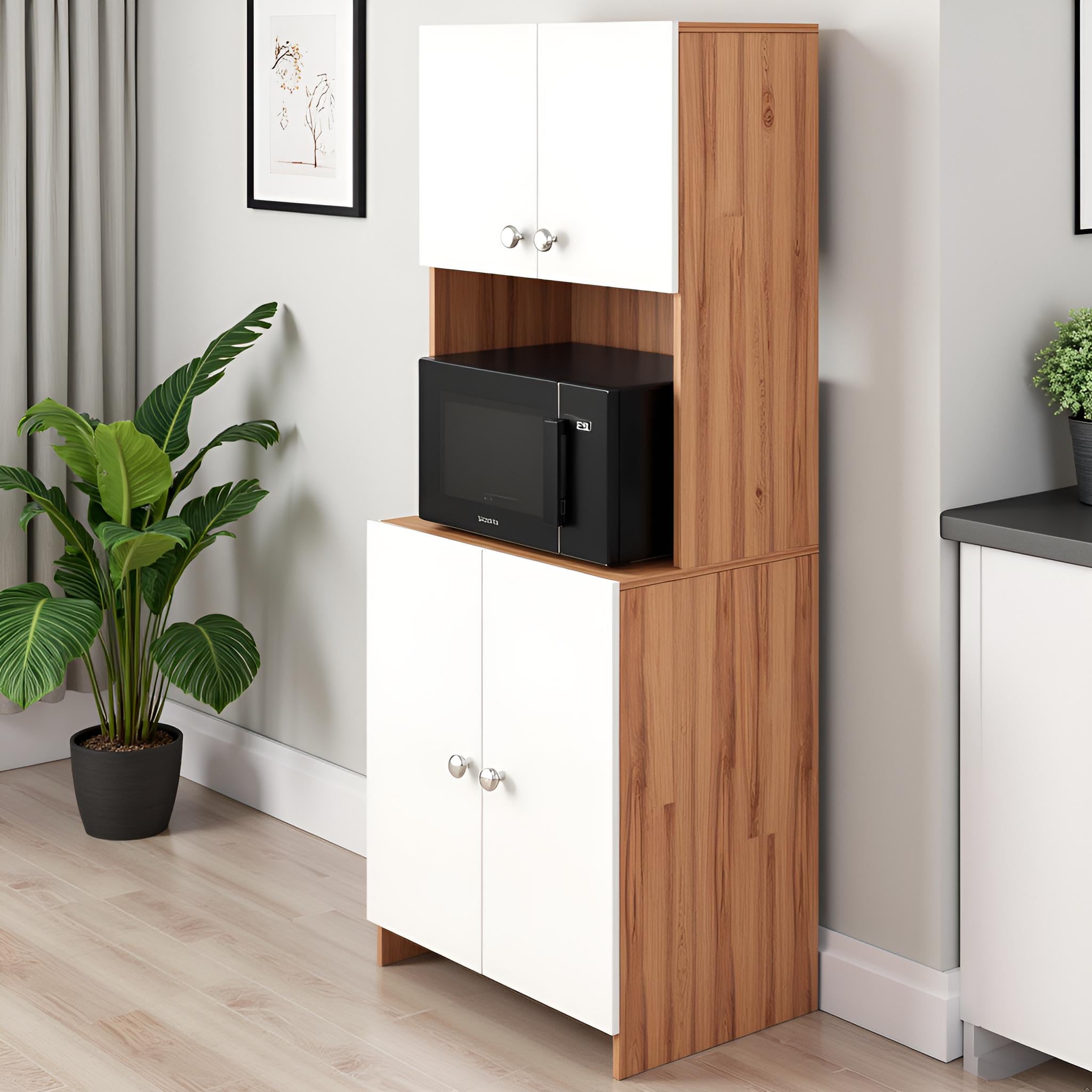Compact Space Saving Unit for Kitchen & Dining ( Exotic teak & White)