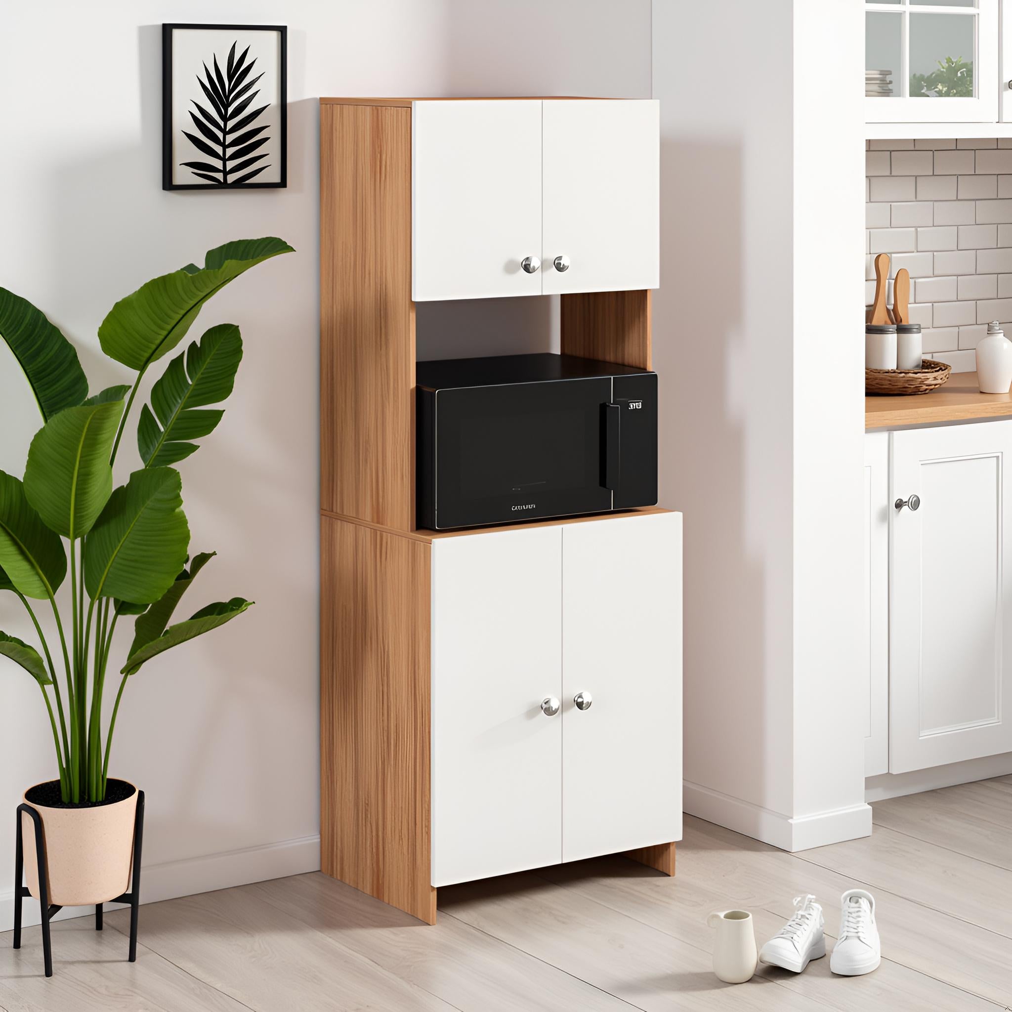 Compact Space Saving Unit for Kitchen & Dining ( Exotic teak & White)
