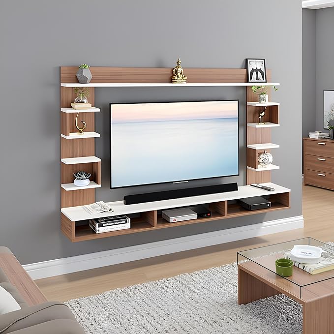 FURNEASER Steven Engineered Wood Wall Mount TV Unit/Set Top Box Stand with Display Shelves/Modern Tv Rack/Cabinet/Showcase for 43 inch TV (LH