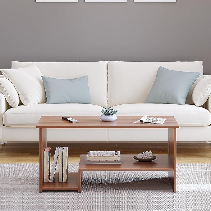 FURNEASER Allium Wooden Modern Coffee Table with Storage and Open Rack, DIY Furniture, Sofa Side Table for Living Room, Home, 106 x 44 x 36 cm (Wenge & White) (Copy)