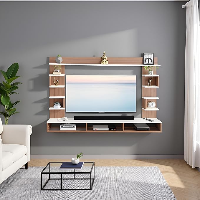 FURNEASER Steven Engineered Wood Wall Mount TV Unit/Set Top Box Stand with Display Shelves/Modern Tv Rack/Cabinet/Showcase for 43 inch TV (LH
