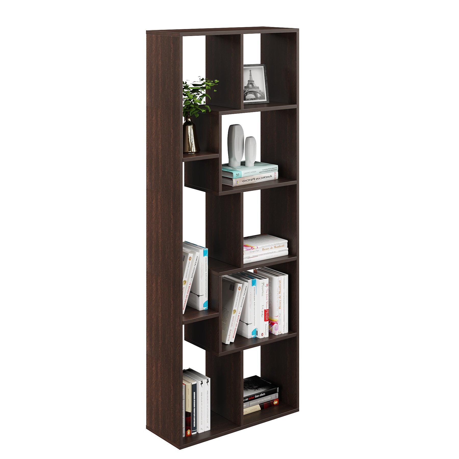 Medina Wooden Book Shelf for Books, Book Shelf Rack for Home Library, Corner Shelf for Living Room, Study Room & Office Furniture (Wenge)