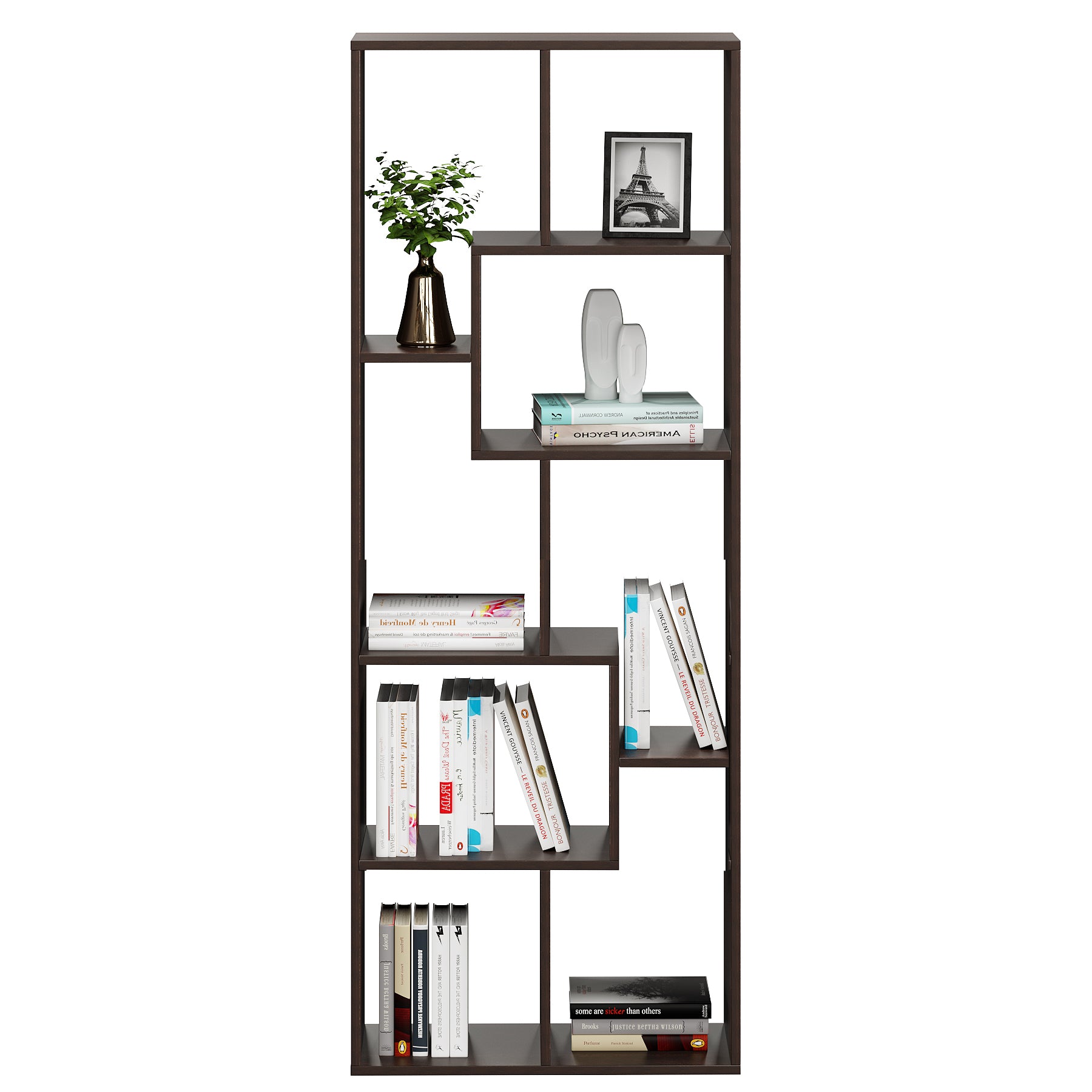 Medina Wooden Book Shelf for Books, Book Shelf Rack for Home Library, Corner Shelf for Living Room, Study Room & Office Furniture (Wenge)