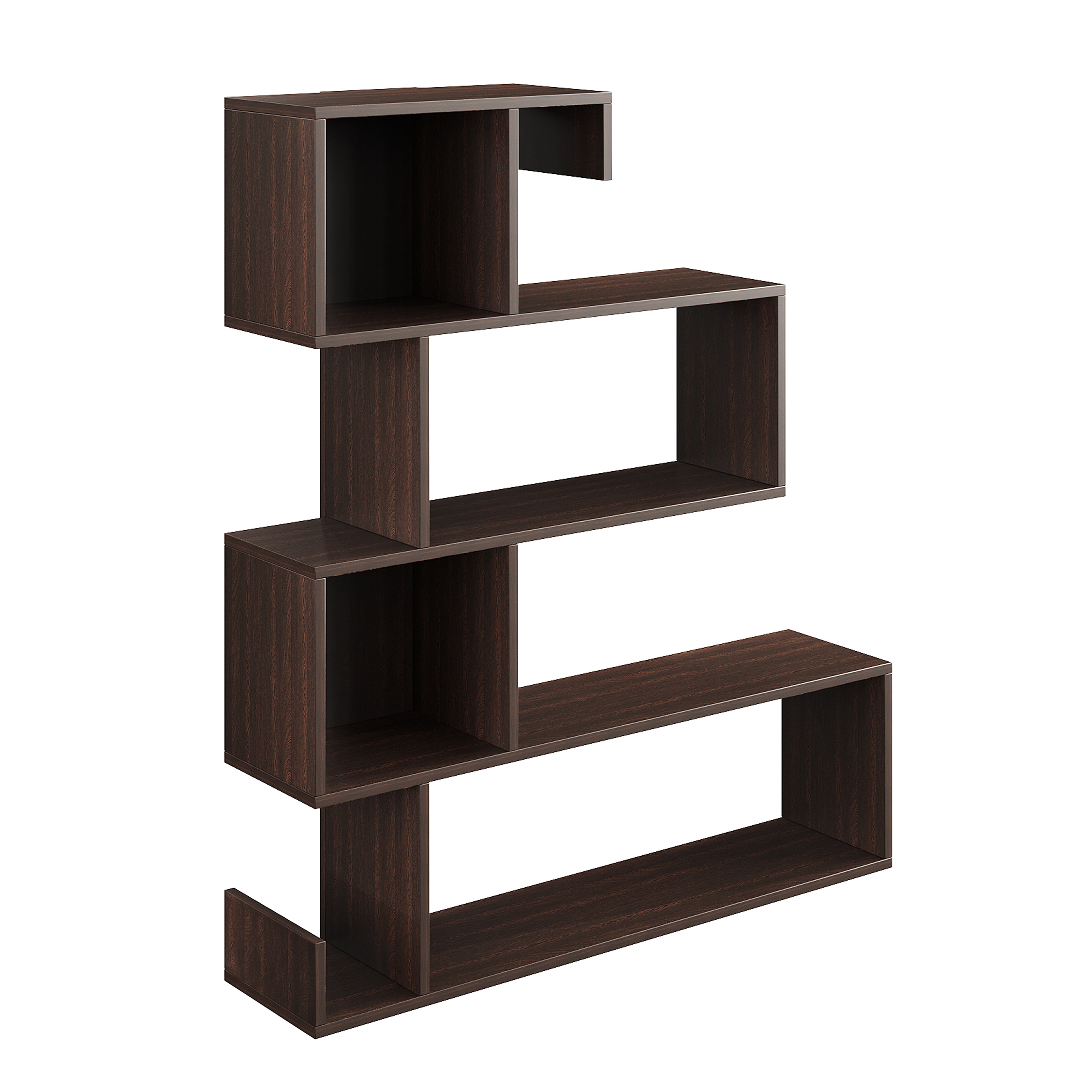 Allesia Wooden Book Shelf for Books, Book Shelf Rack for Home Library, Corner Shelf for Living Room, Study Room & Office Furniture (Wenge)