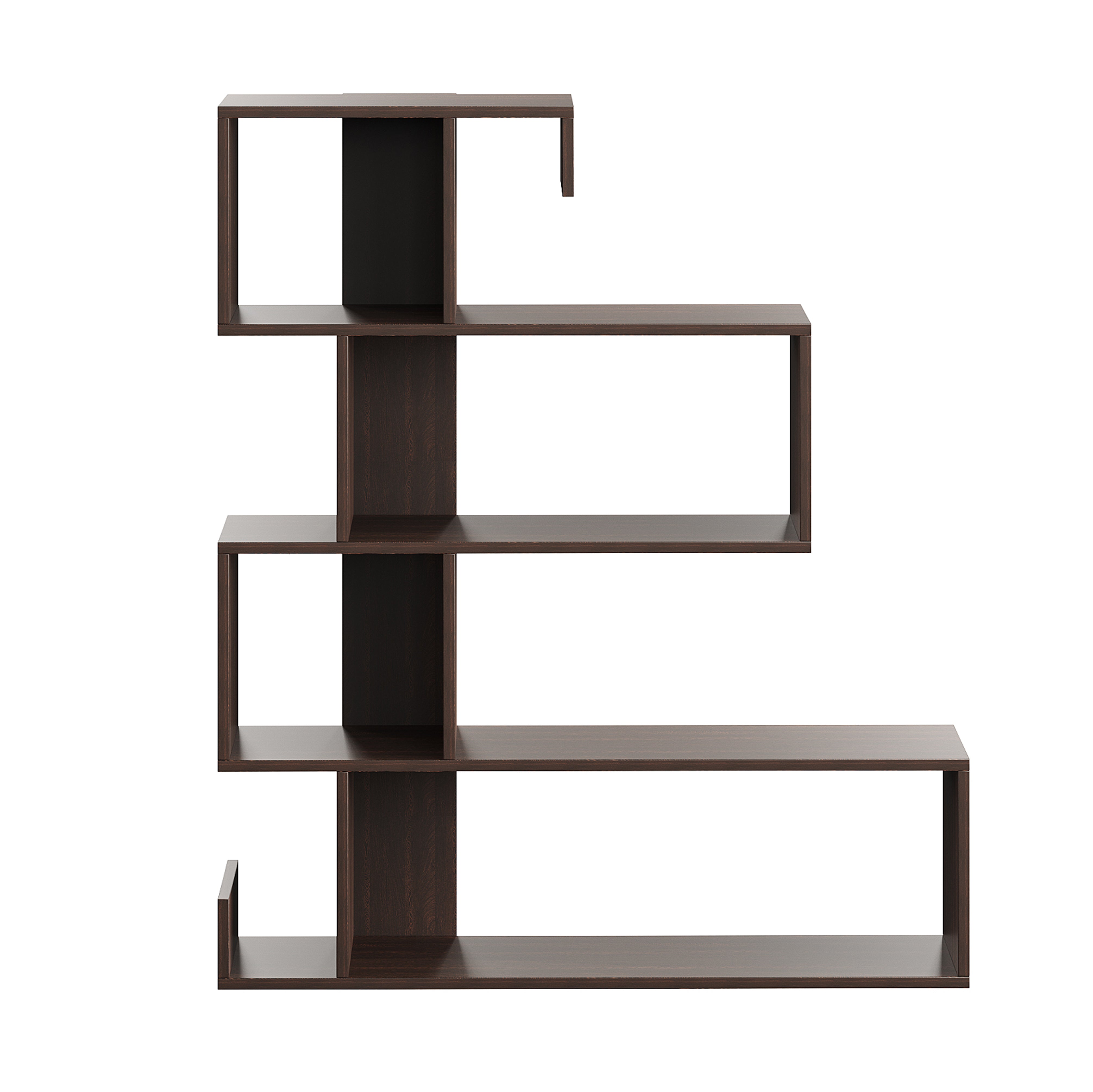 Allesia Wooden Book Shelf for Books, Book Shelf Rack for Home Library, Corner Shelf for Living Room, Study Room & Office Furniture (Wenge)