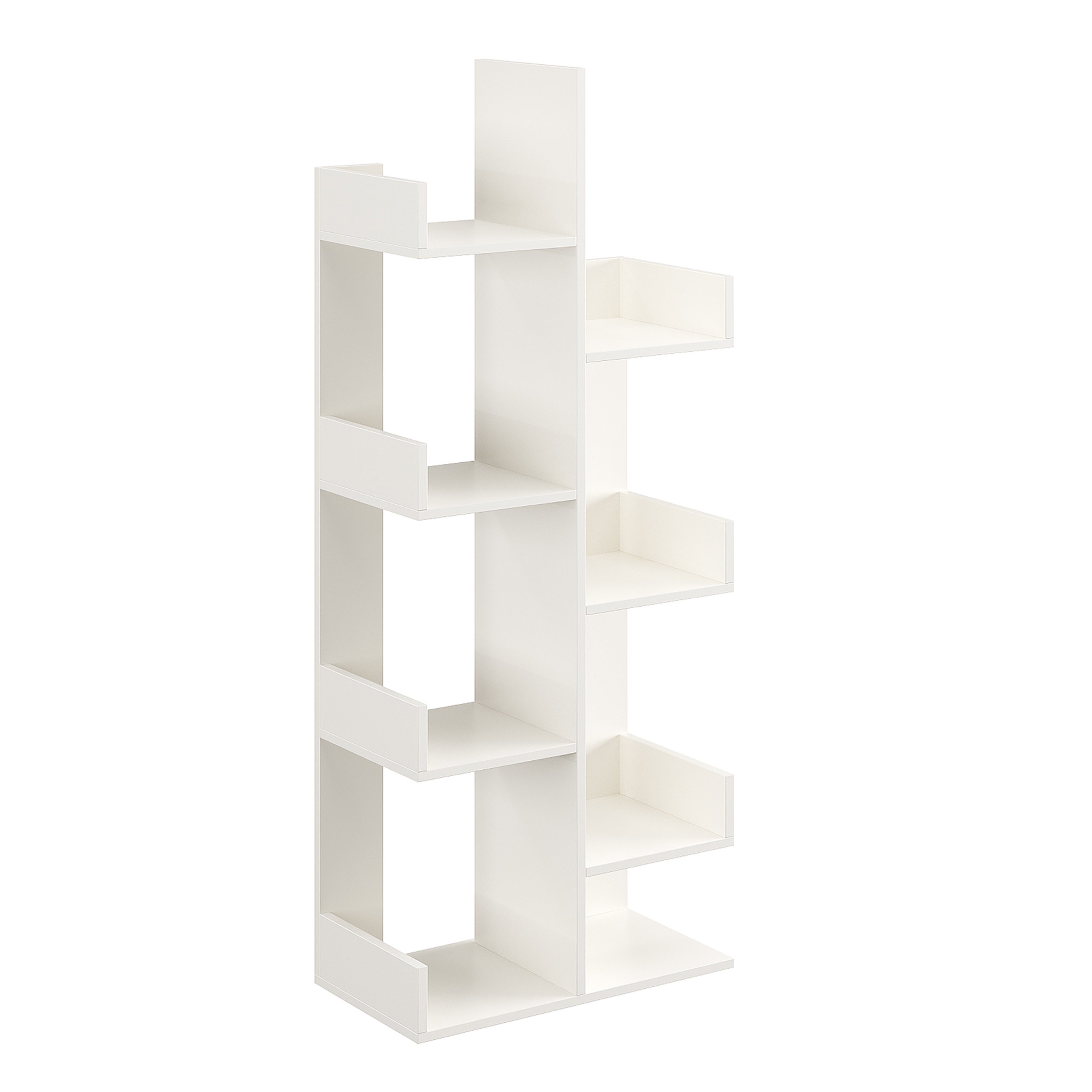 Barret Wooden Book Shelf for Books, Book Shelf Rack for Home Library, Corner Shelf for Living Room, Study Room & Office Furniture (White)