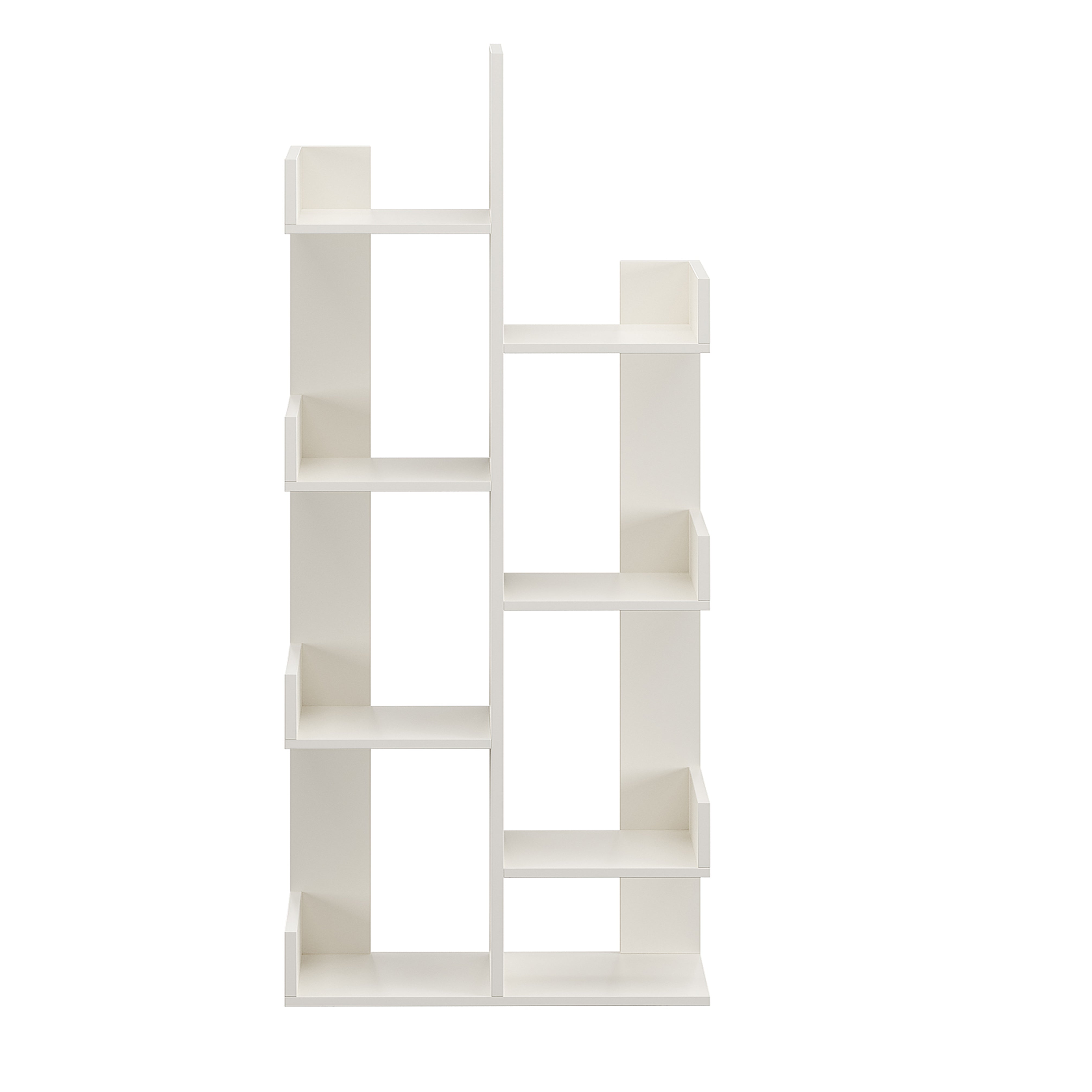 Barret Wooden Book Shelf for Books, Book Shelf Rack for Home Library, Corner Shelf for Living Room, Study Room & Office Furniture (White)