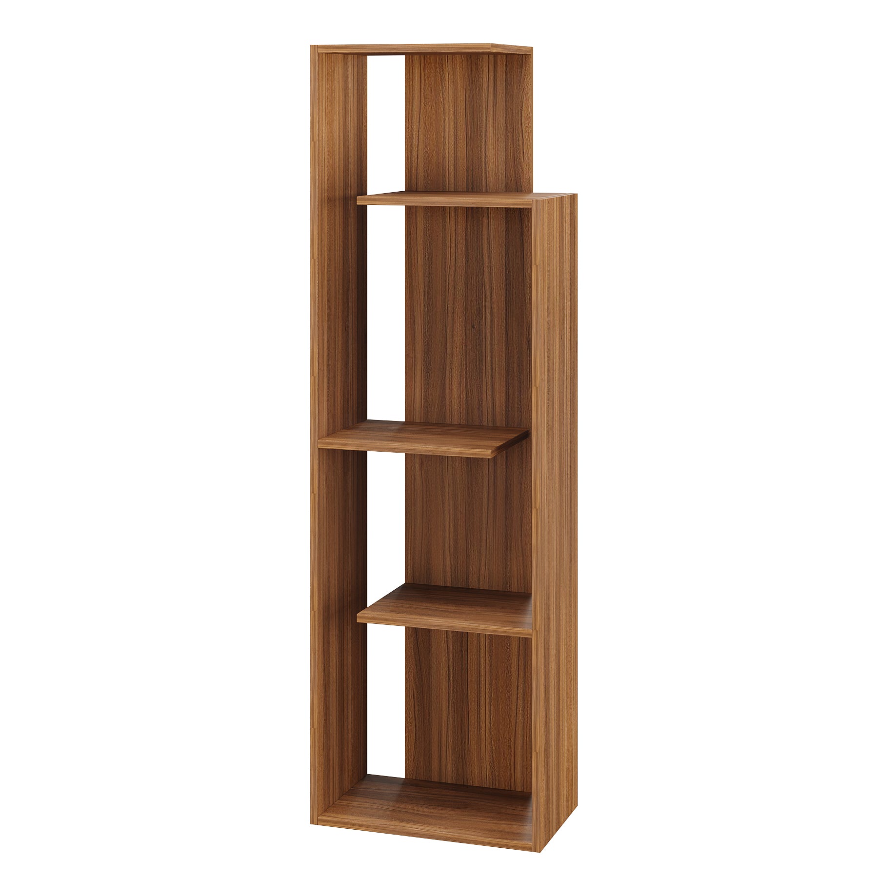 Carren Wooden Book Shelf for Books, Book Shelf Rack for Home Library, Corner Shelf for Living Room, Study Room & Office Furniture (Exotic Teak)
