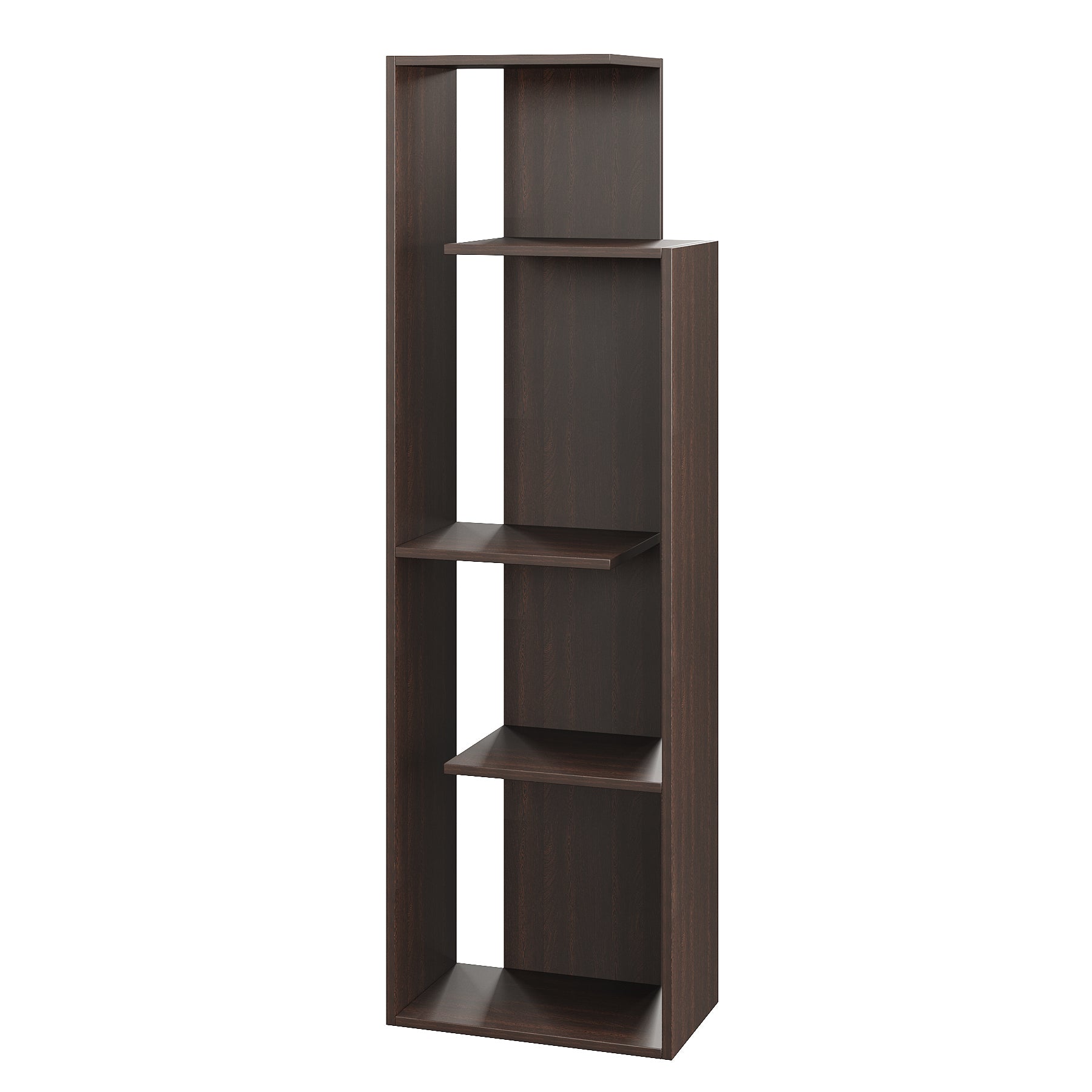Carren Wooden Book Shelf for Books, Book Shelf Rack for Home Library, Corner Shelf for Living Room, Study Room & Office Furniture (Wenge)
