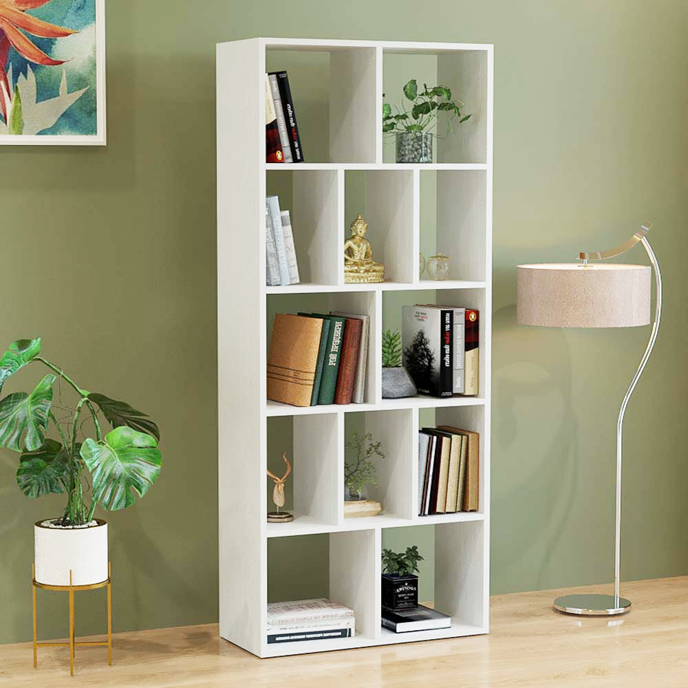 Hallen Wooden Book Shelf for Books, Book Shelf Rack for Home Library, Corner Shelf for Living Room, Study Room & Office Furniture (White)