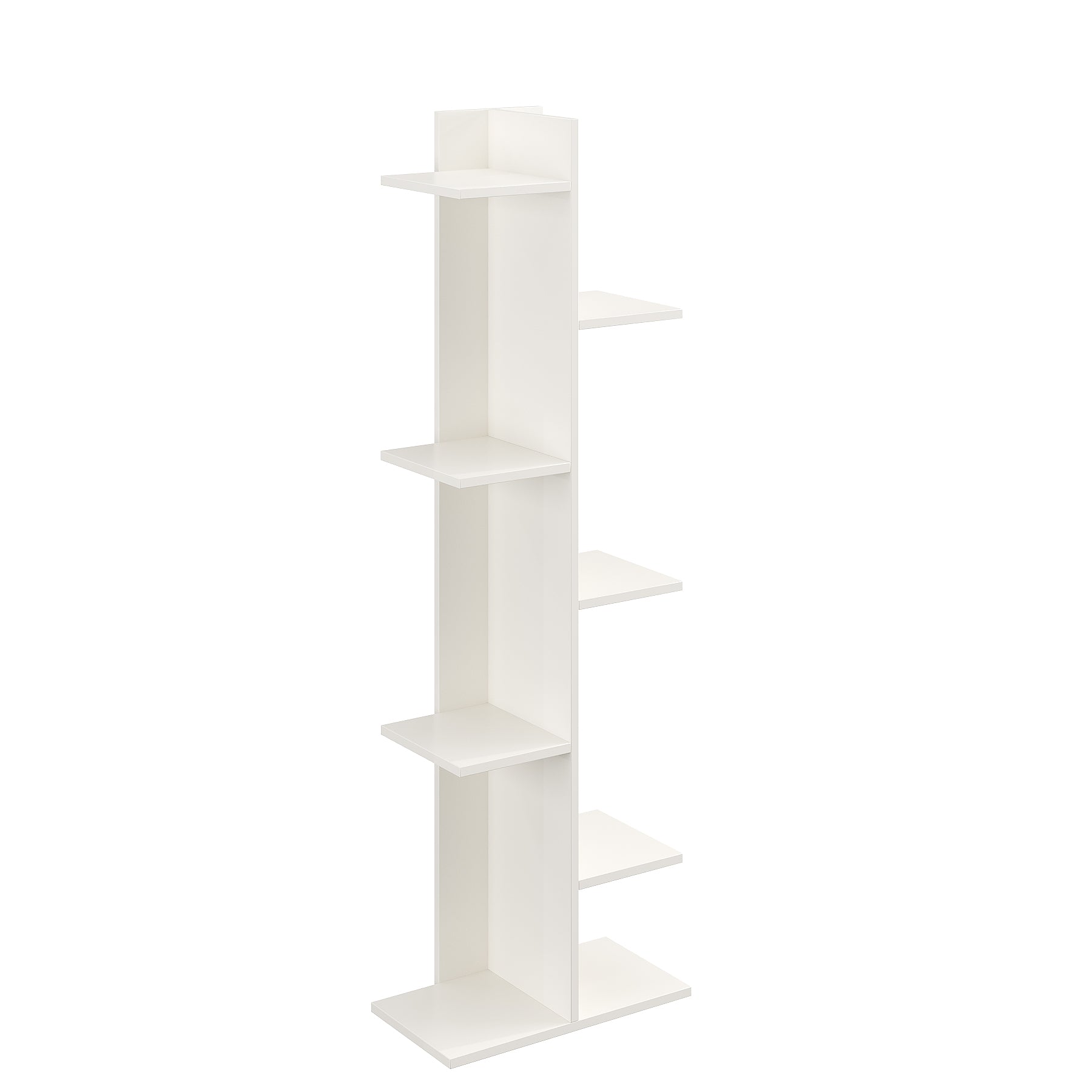 Harvel Wooden Book Shelf for Books, Book Shelf Rack for Home Library, Corner Shelf for Living Room, Study Room & Office Furniture (White)