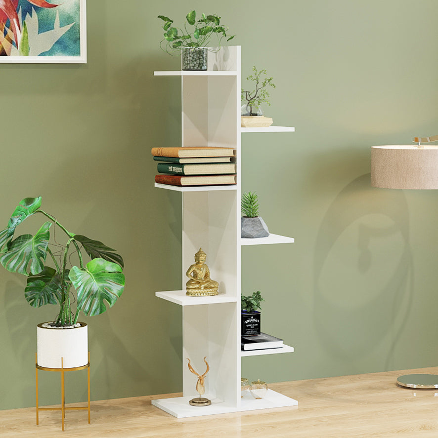 Harvel Wooden Book Shelf for Books, Book Shelf Rack for Home Library, Corner Shelf for Living Room, Study Room & Office Furniture (White)