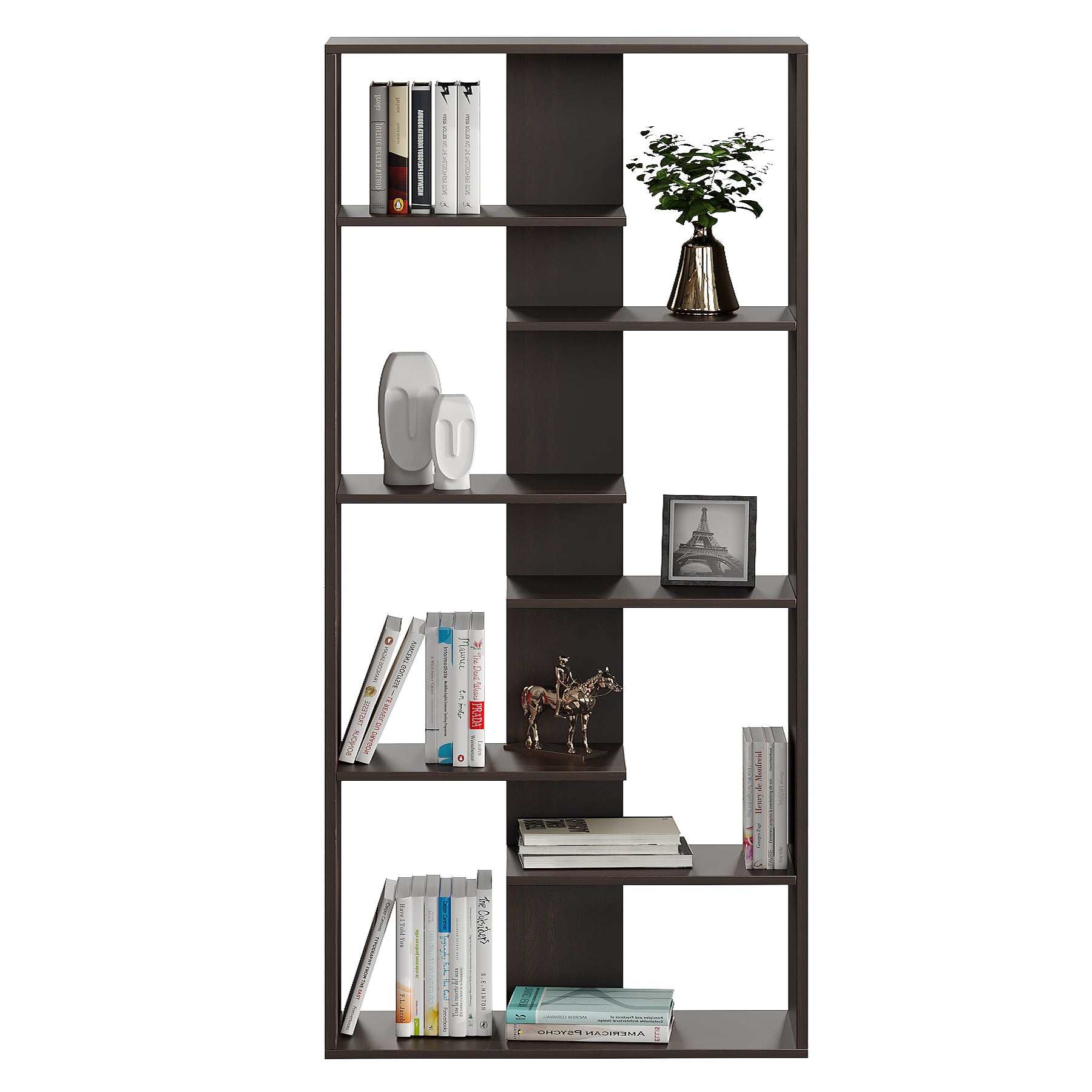 Hazzel Wooden Book Shelf for Books, Book Shelf Rack for Home Library, Corner Shelf for Living Room, Study Room & Office Furniture (Wenge)