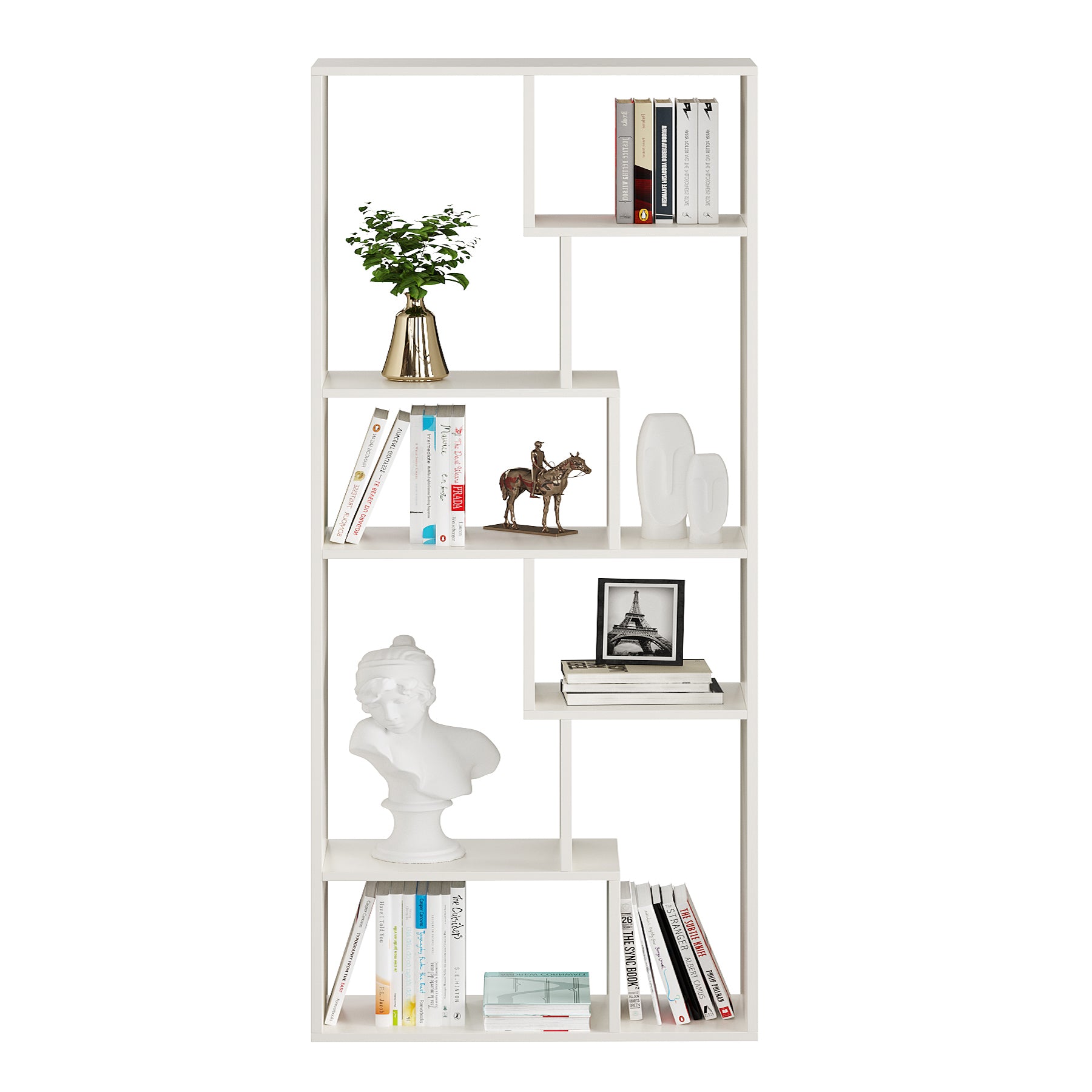 Krimson Wooden Book Shelf for Books, Book Shelf Rack for Home Library, Corner Shelf for Living Room, Study Room & Office Furniture (White)
