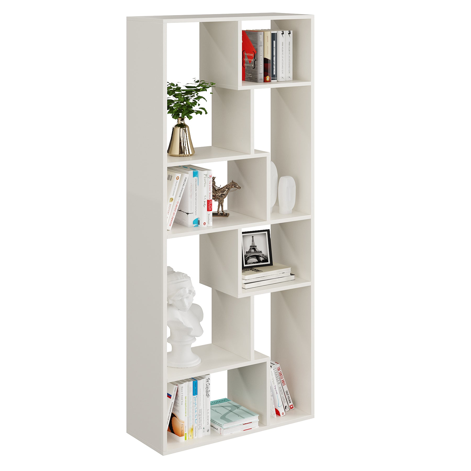 Krimson Wooden Book Shelf for Books, Book Shelf Rack for Home Library, Corner Shelf for Living Room, Study Room & Office Furniture (White)