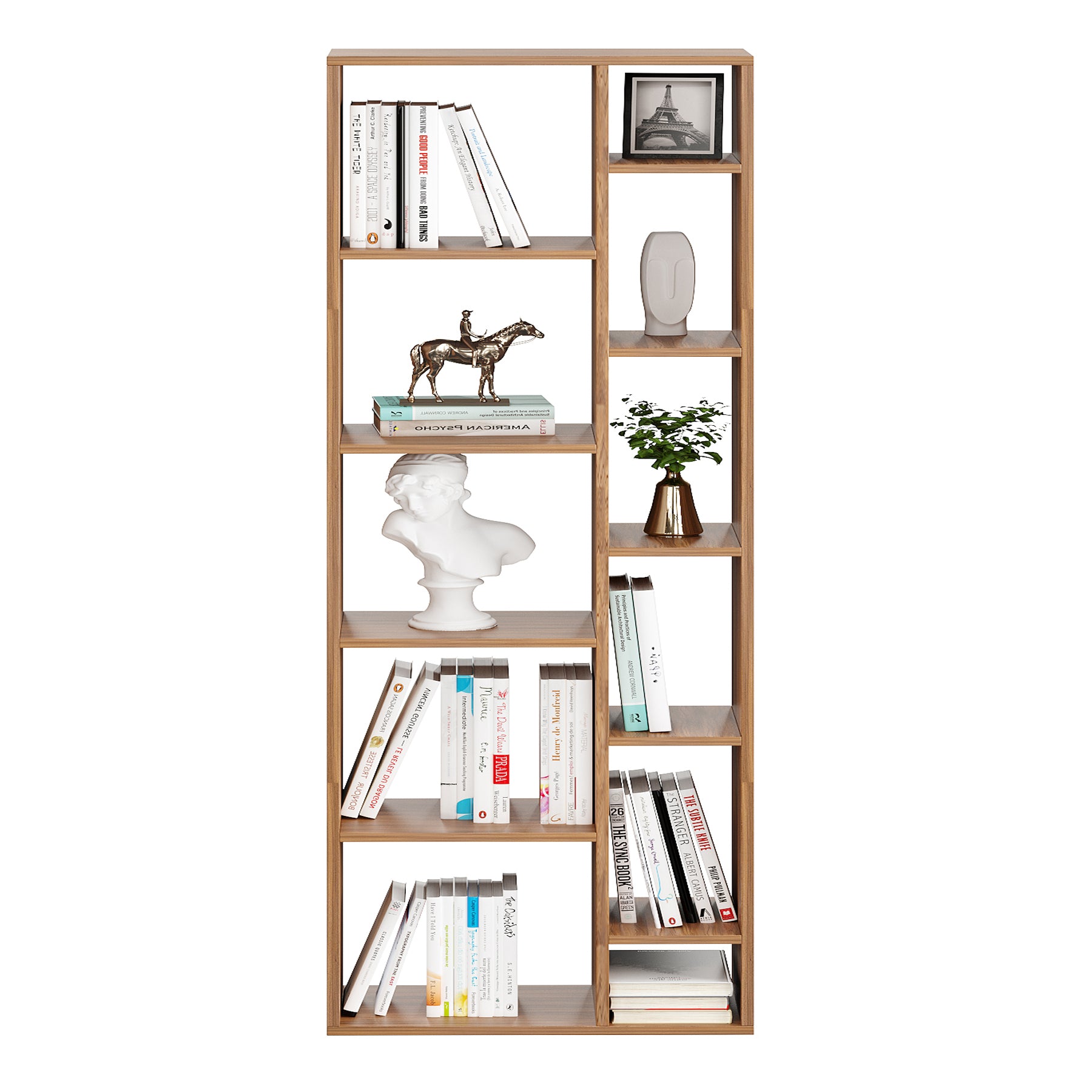 Lancy Wooden Book Shelf for Books, Book Shelf Rack for Home Library, Corner Shelf for Living Room, Study Room & Office Furniture (Exotic Teak)