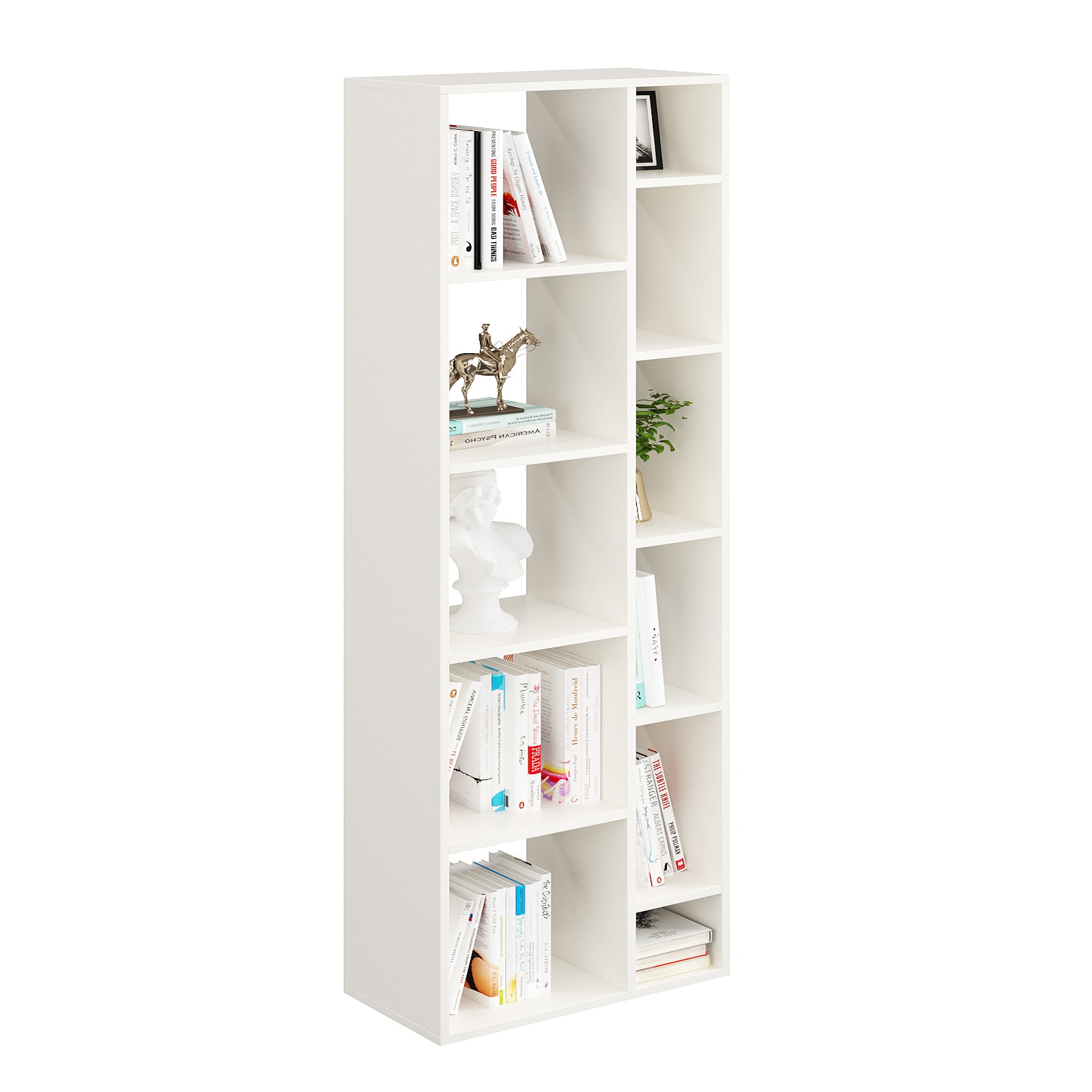Lancy Wooden Book Shelf for Books, Book Shelf Rack for Home Library, Corner Shelf for Living Room, Study Room & Office Furniture (White)